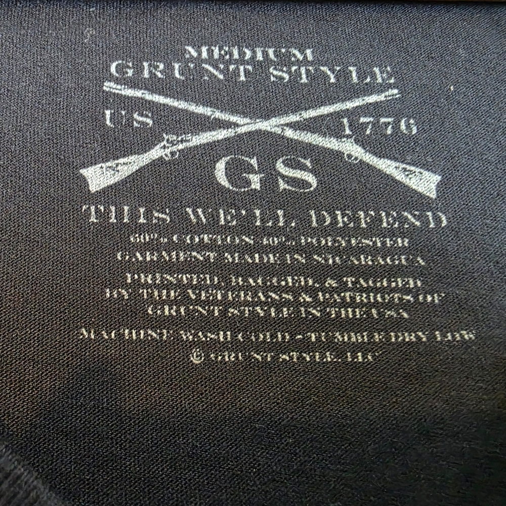 Grunt Style Black Tee with White Graphic - Picture 2 of 3